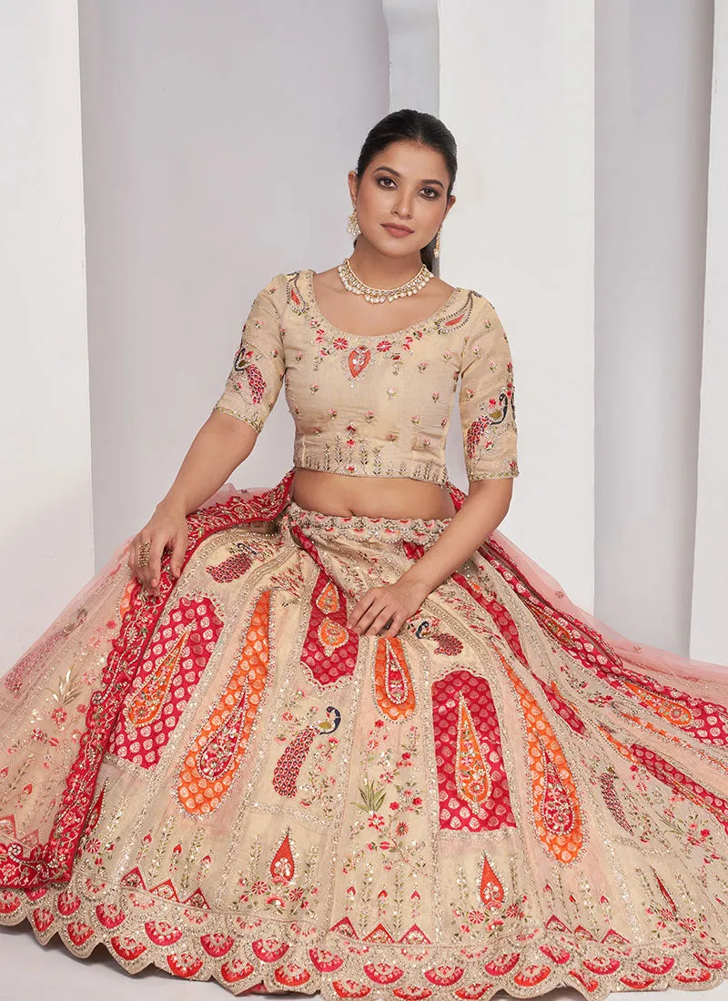 Beige Multi Embroidery Designer Wedding Lehenga Choli