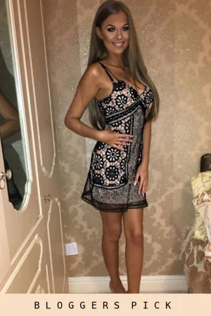 Black And Nude Crochet Dress - Patricia