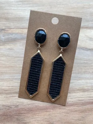 Black Geometric Sparkle Earrings