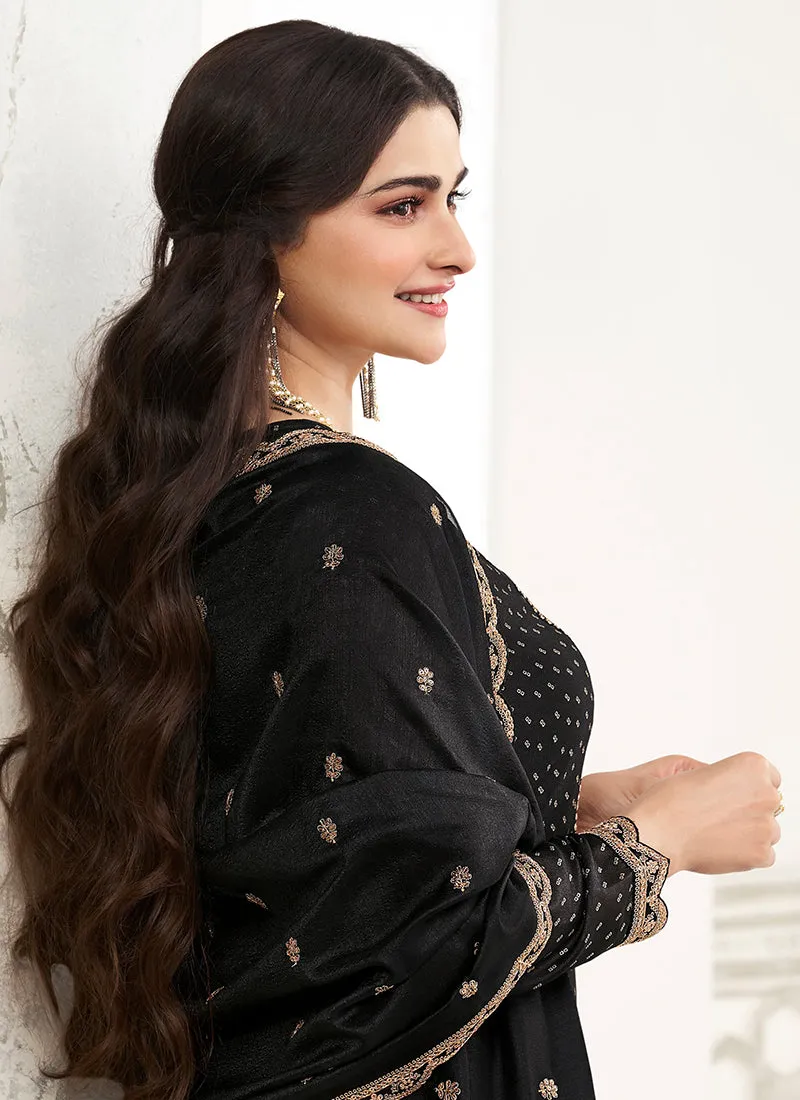 Black Sequence Embroidery Festive Pant Style Suit
