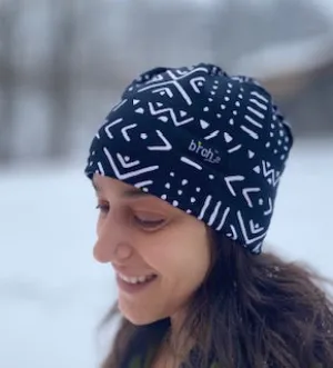 Black White Tribal Polartec Lined Winter Hat
