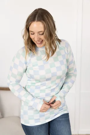 Blair Long Sleeve Top - Blue and Mint Checker MM EXCLUSIVE