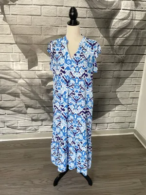 Blakely Midi Dress in Blue Ikat