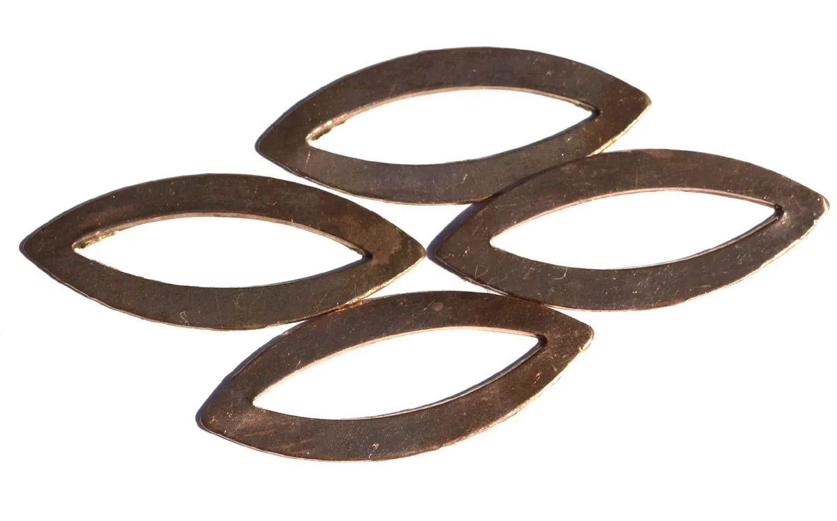 Blank Eye Pointed Oval Frame 38mm x 13mm 24g Shape Cutout for Enameling Stamping Texturing Blanks Variety Metals