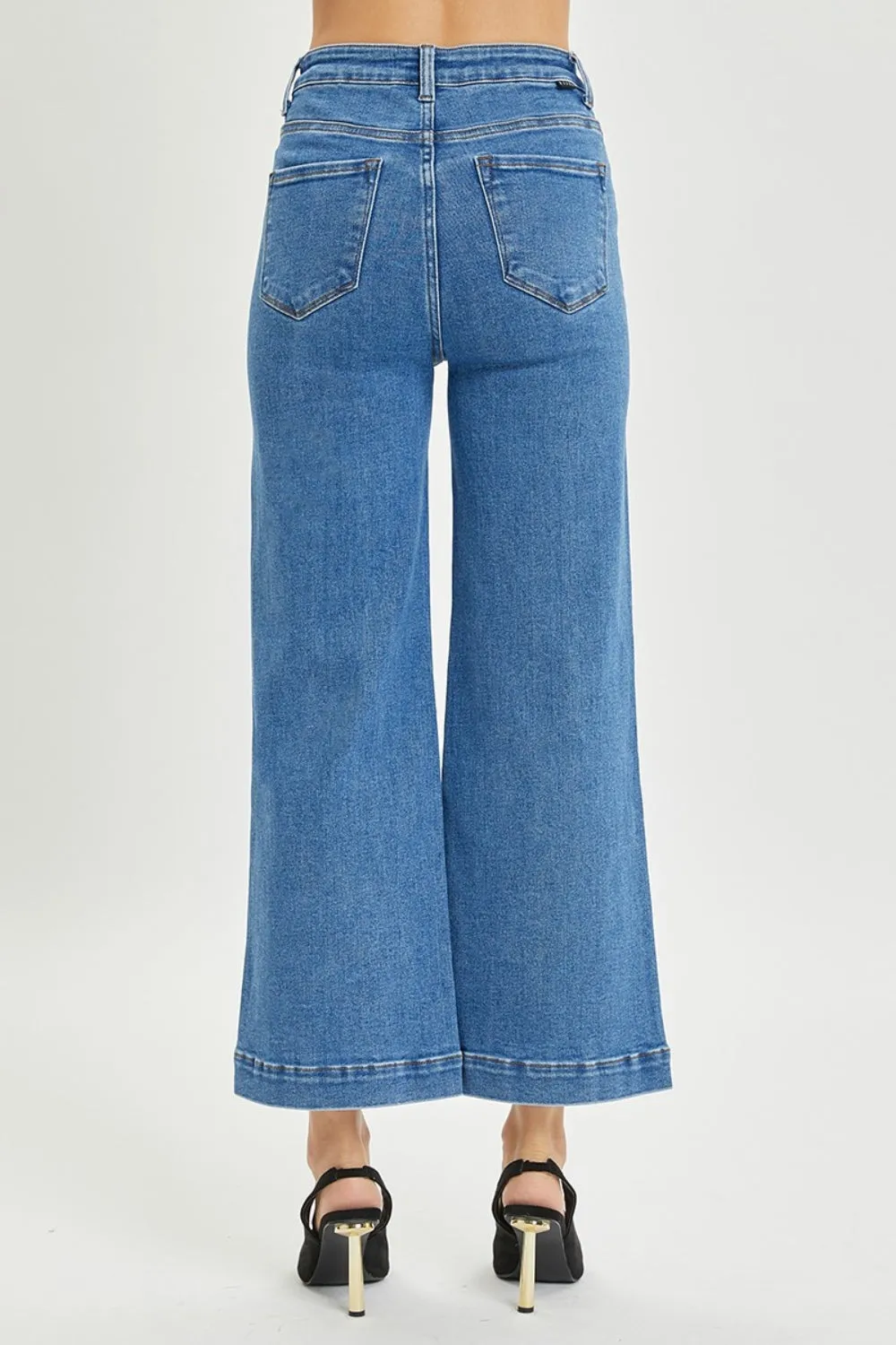 Blue High Rise Wide Leg Jeans