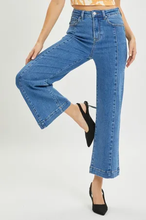 Blue High Rise Wide Leg Jeans