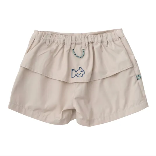 Boy's Original Angler Fishing Short in Classic Ancient Scroll Khaki