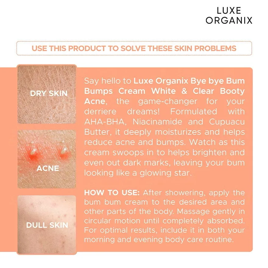 Bye Bye Bum Bumps White and Clear Booty Cream 230g