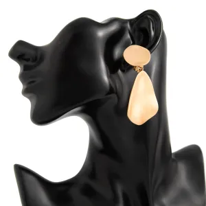 Chic Frosted Gold Silver Tone Geometric Dangle Earrings