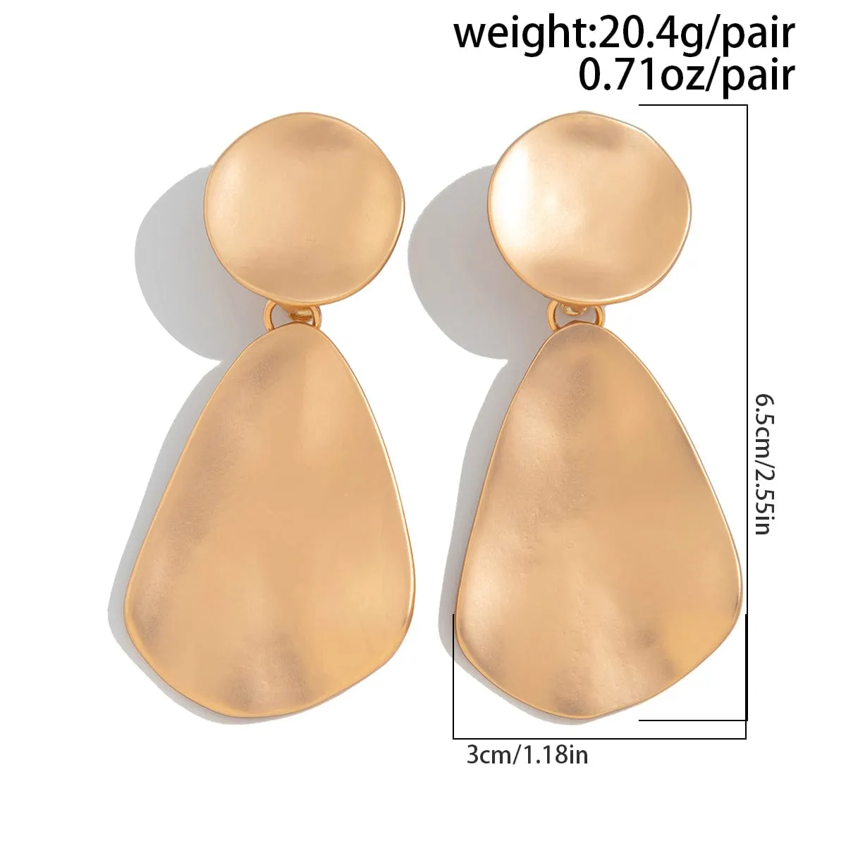 Chic Frosted Gold Silver Tone Geometric Dangle Earrings