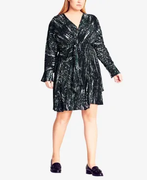 City Chic Womens Trendy Plus Size Twist Tracks Dress 204781