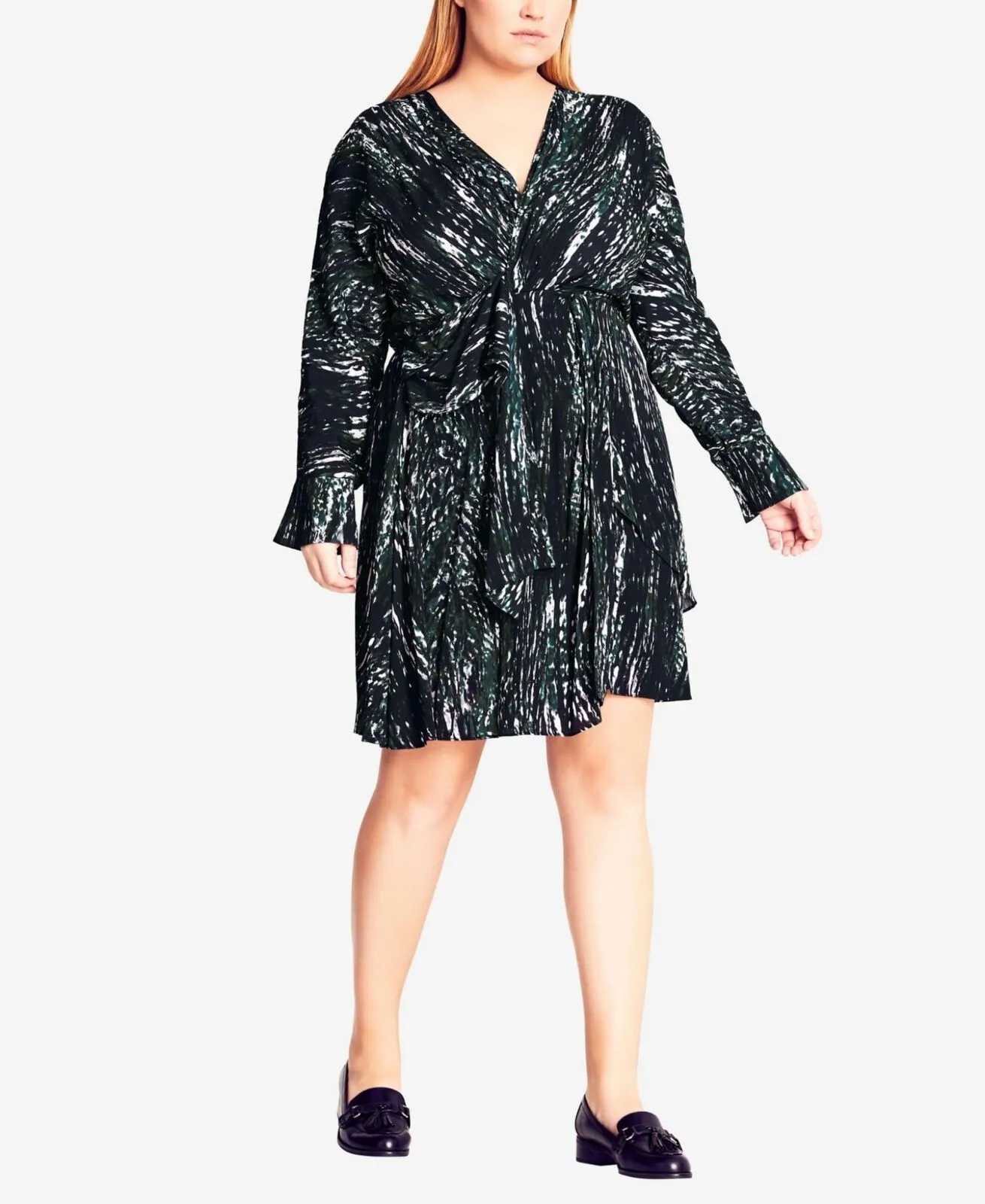 City Chic Womens Trendy Plus Size Twist Tracks Dress 204781