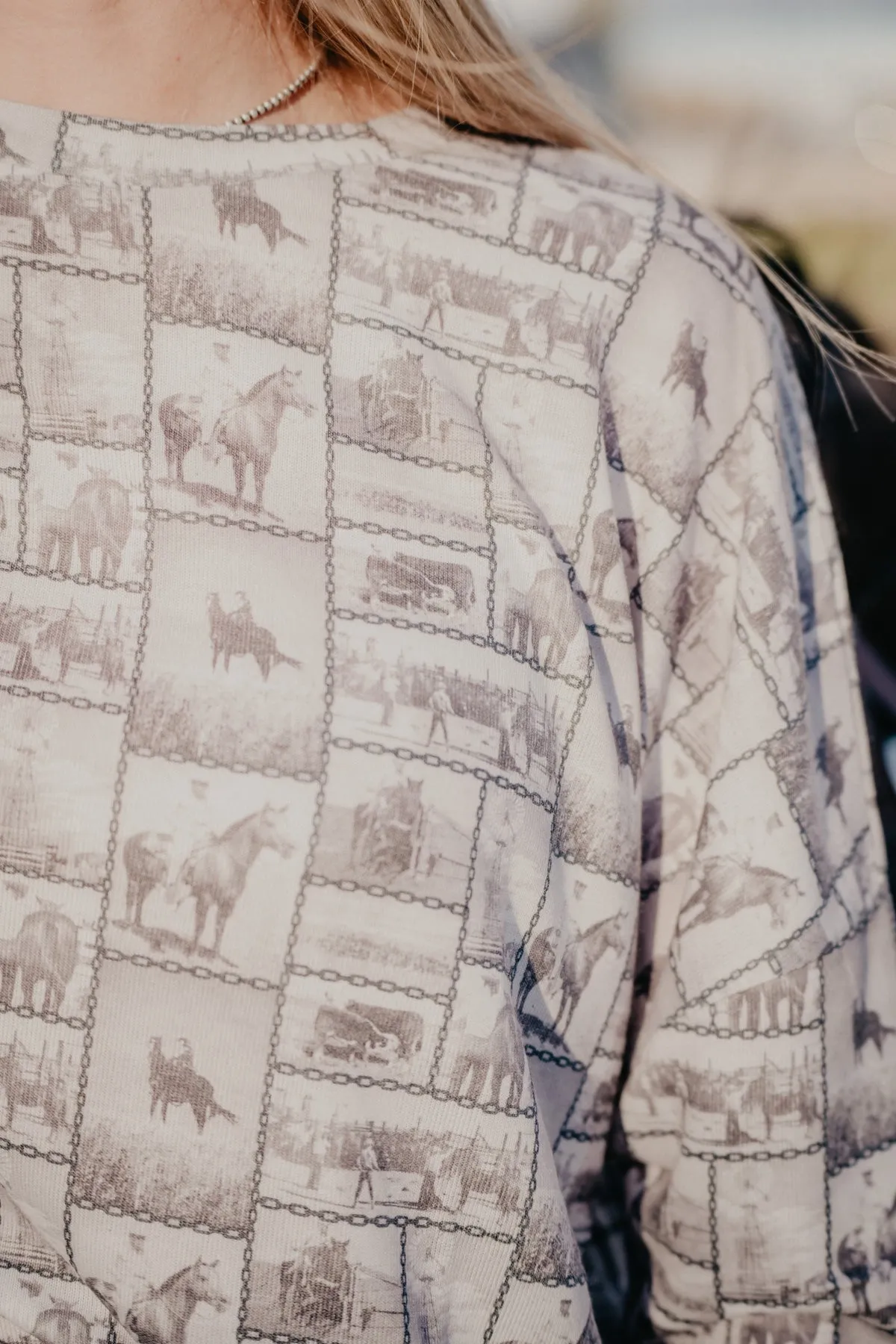 'Cody' All Over Cowgirl Graphic Printed Long Sleeve (S/M ONLY)
