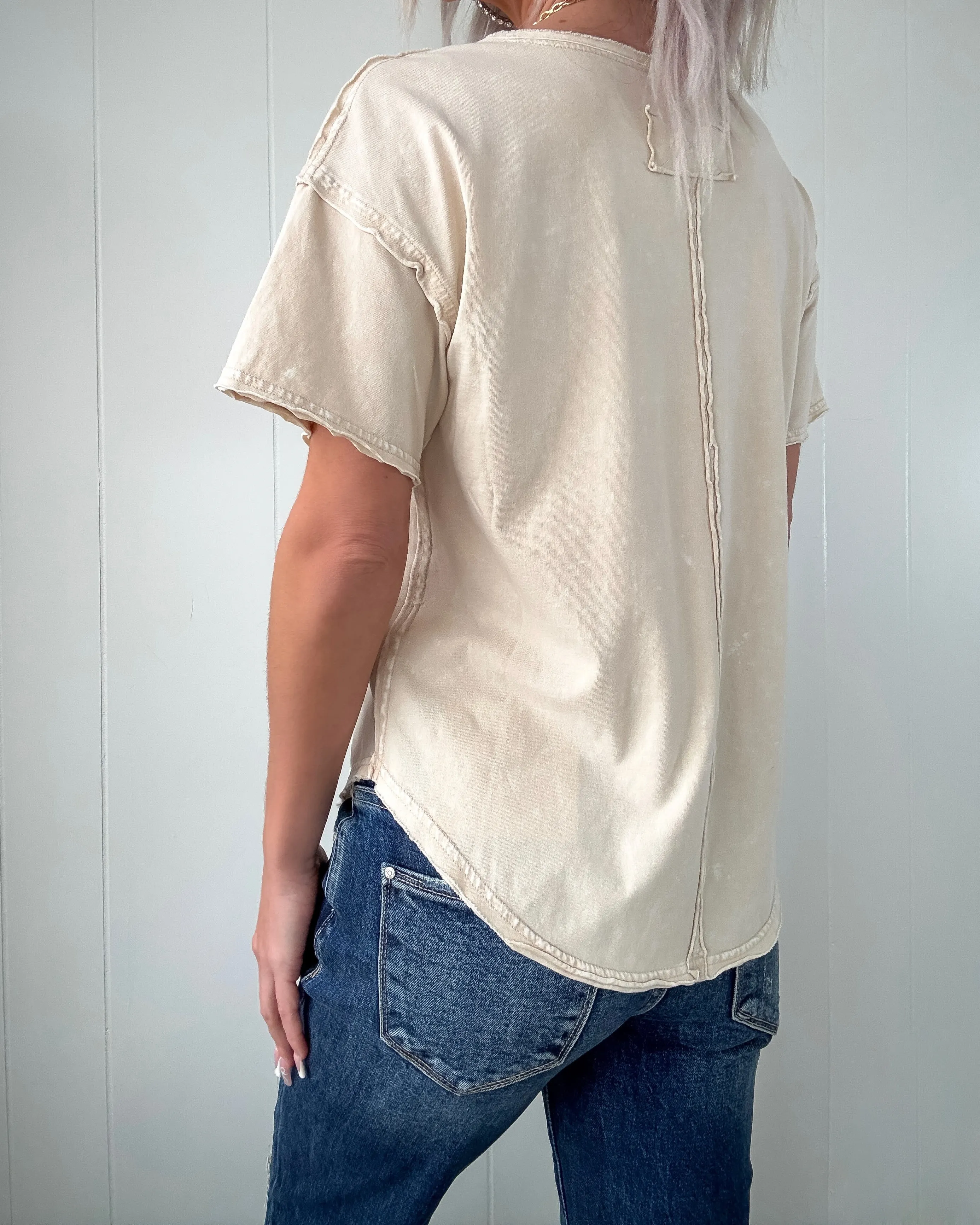 Core Classic Raw Edge Knit Top - Khaki