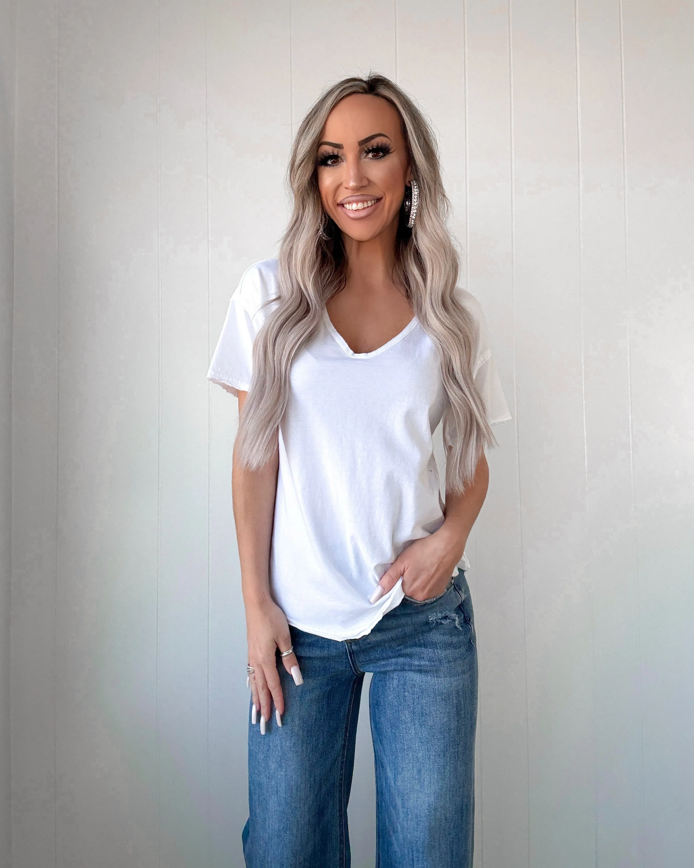 Core Classic Raw Edge Knit Top - White