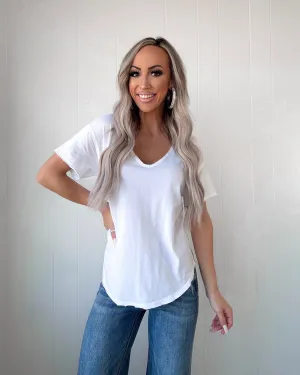 Core Classic Raw Edge Knit Top - White