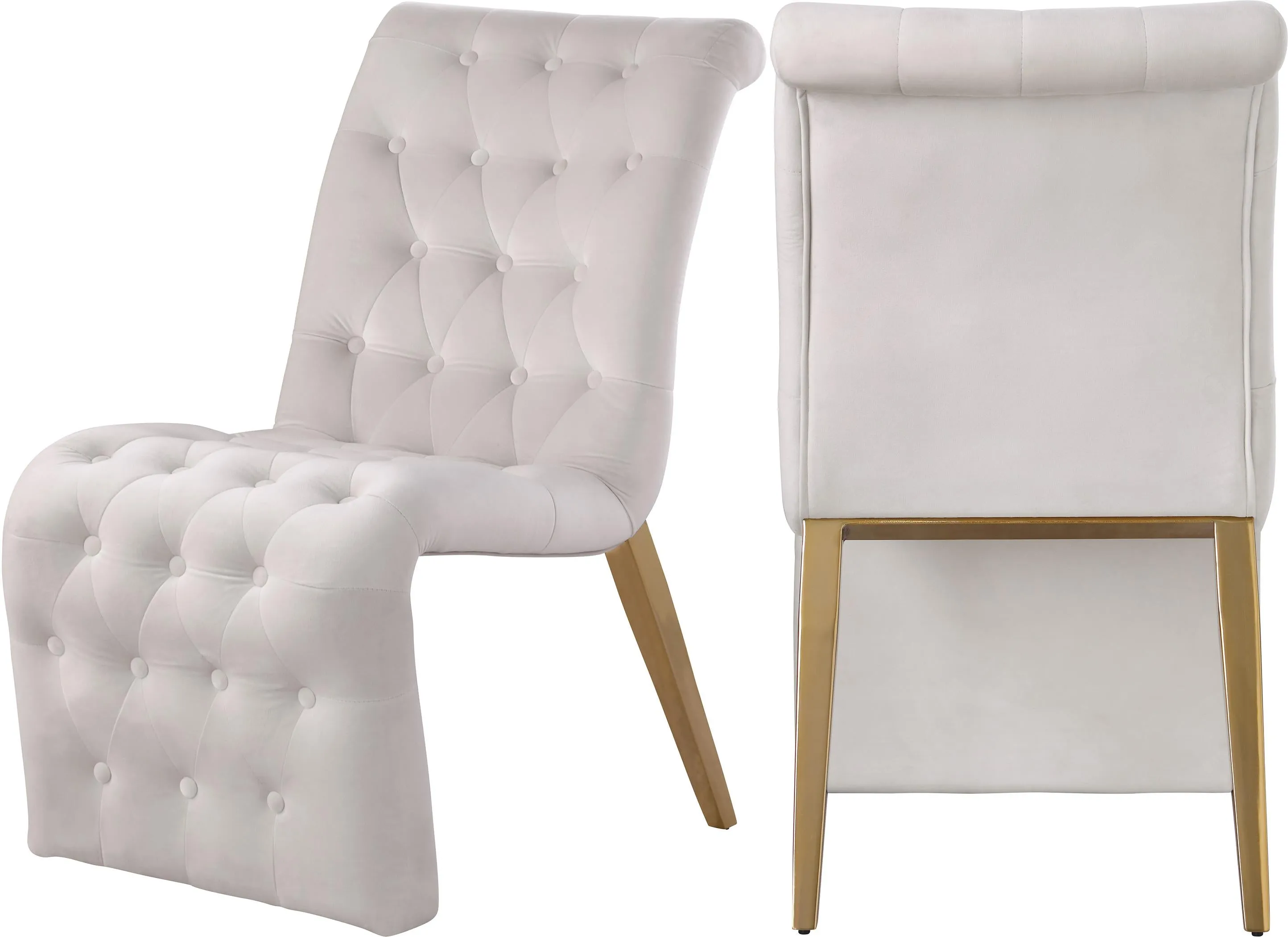 Curve Cream Velvet Dining Chair