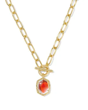 Daphne Link and Chain Necklace in Gold Dichroic Glass