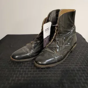 Dark Green Lace up Patent Leather Boots 4