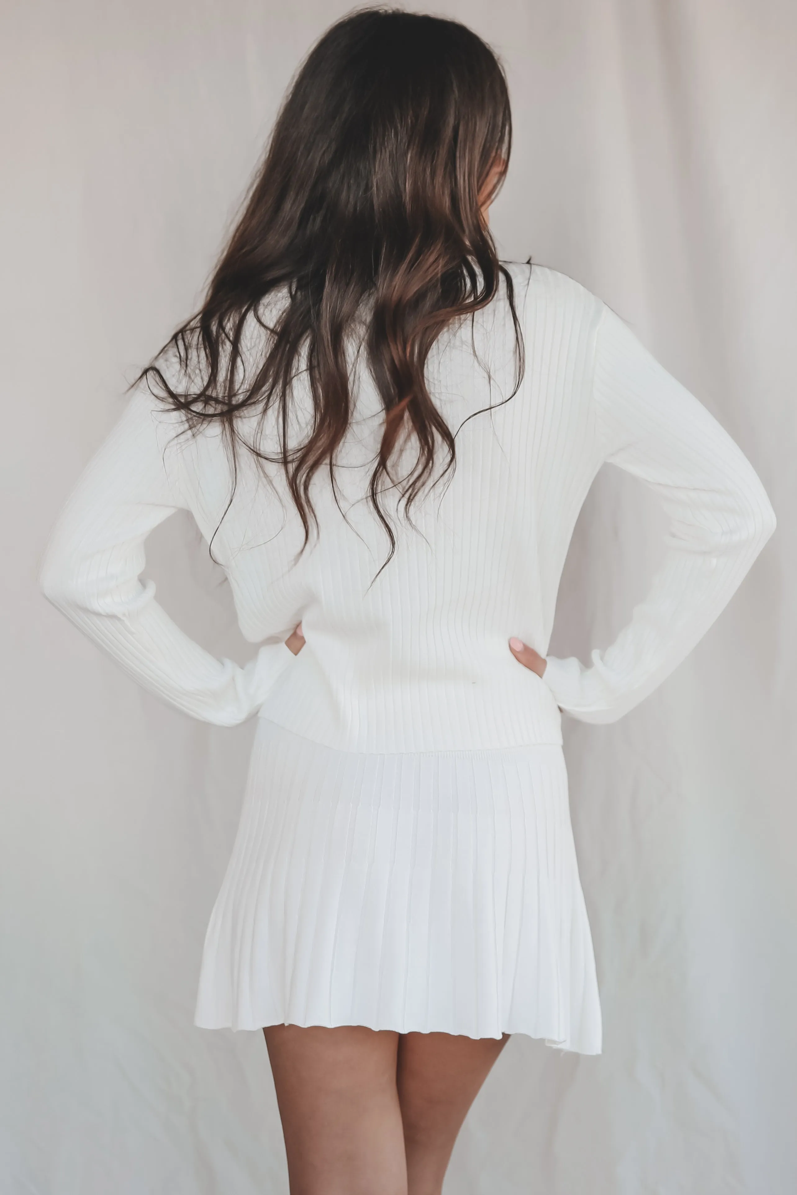 DEAL Coziest Night Of The Week White Ribbed Sweater Set