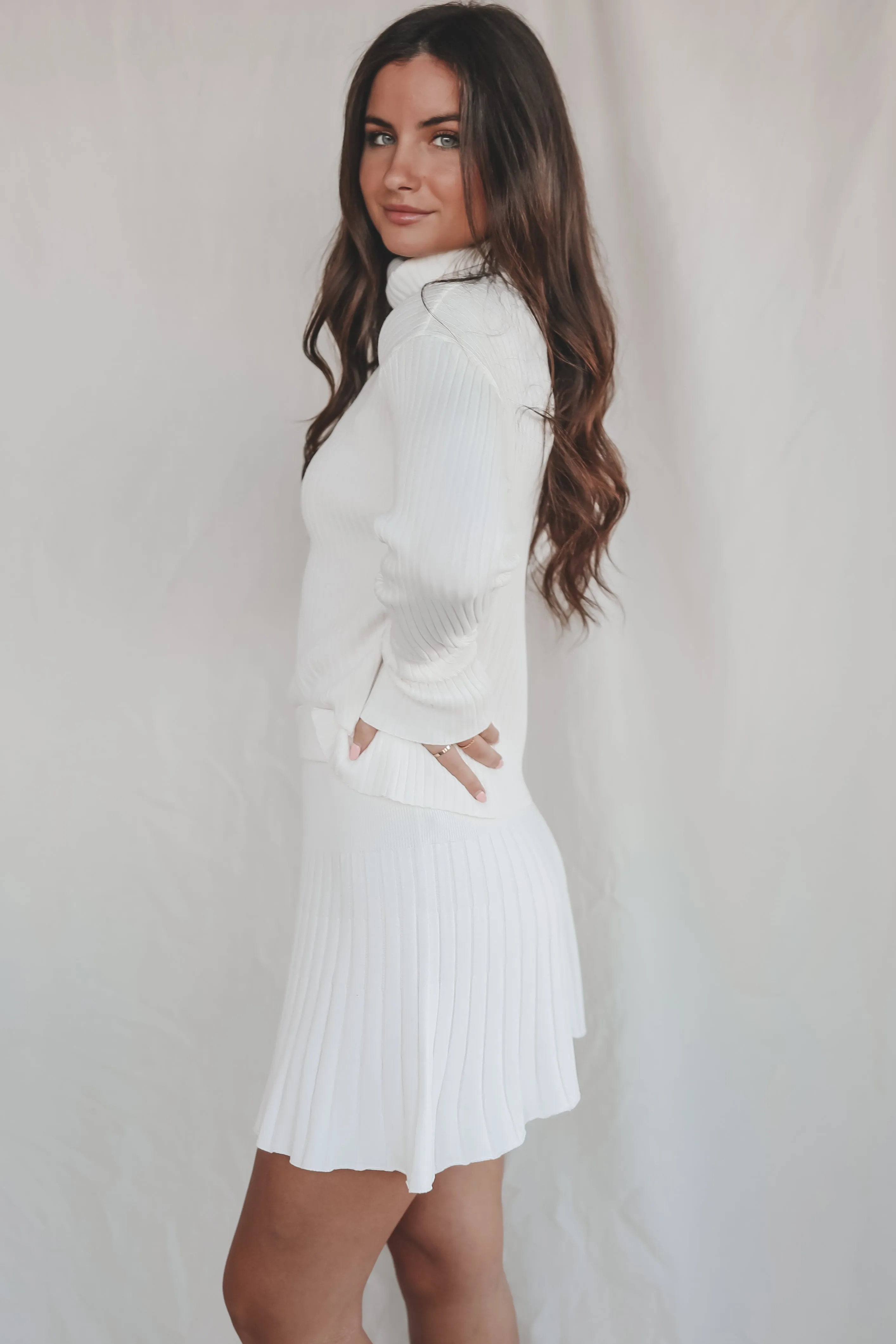 DEAL Coziest Night Of The Week White Ribbed Sweater Set