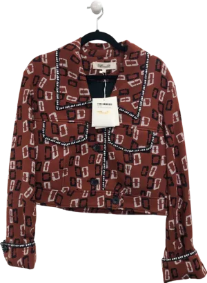 Diane Von Furstenberg Brown Patterned Cropped Jacket UK M