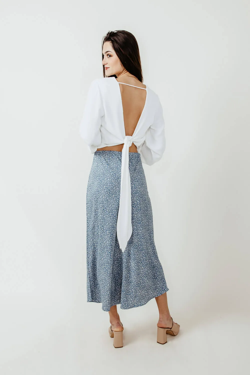 Ditsy Floral Midi Skirt for Women in Blue | 71120-SKYBLUE