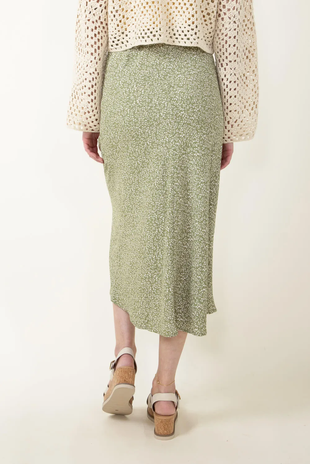 Ditsy Floral Midi Skirt for Women in Sage | 71063-SAGE