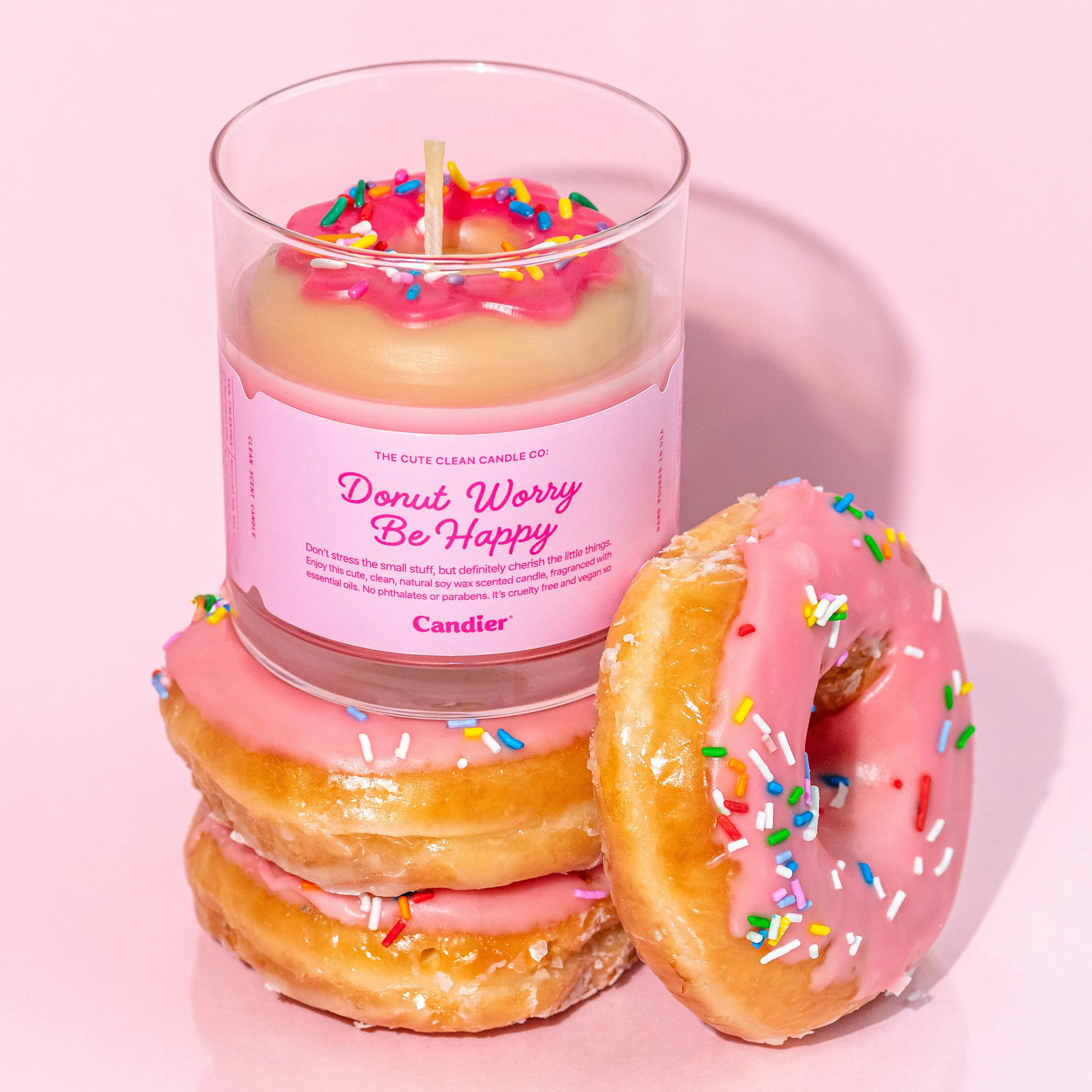 DONUT WORRY BE HAPPY CANDLE
