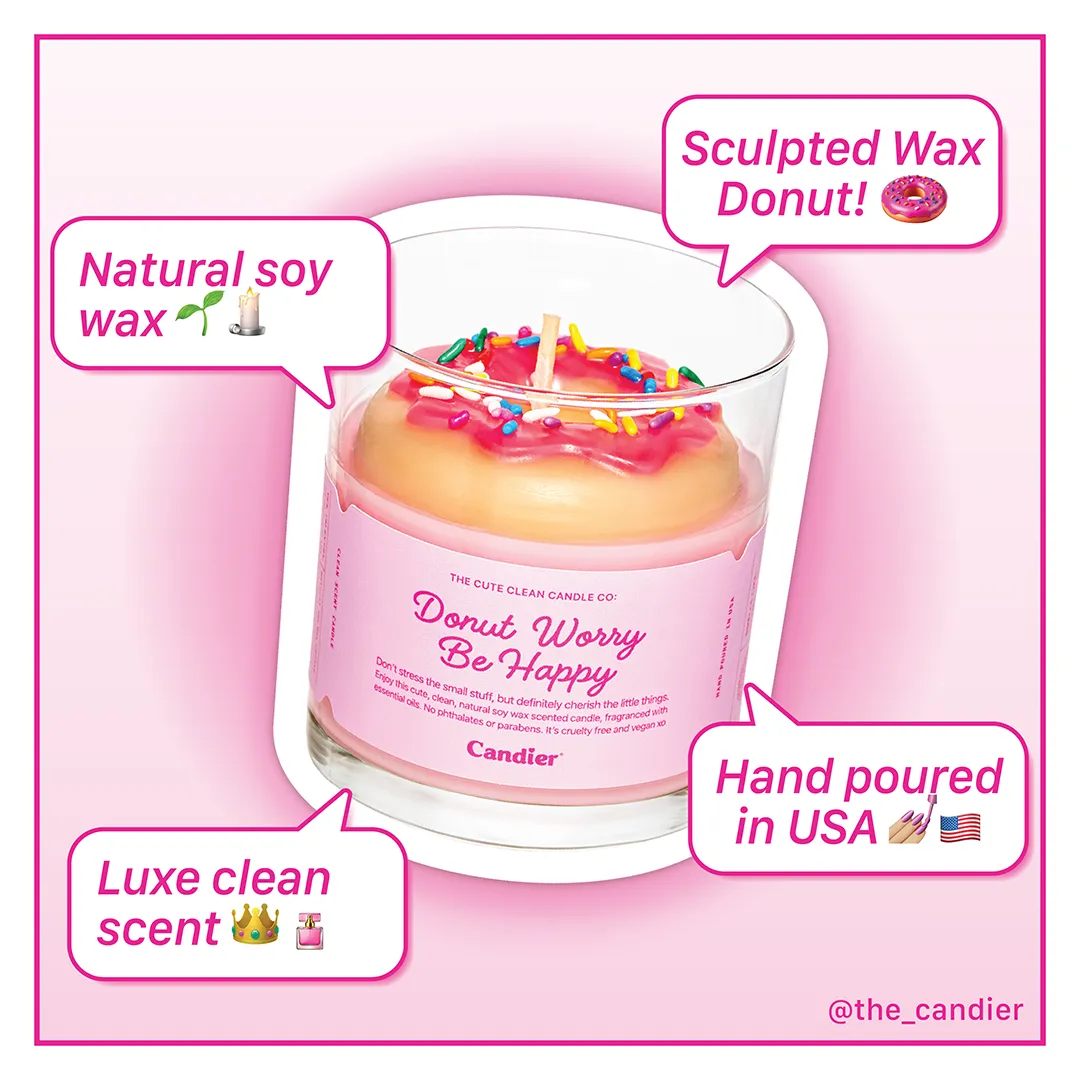 DONUT WORRY BE HAPPY CANDLE