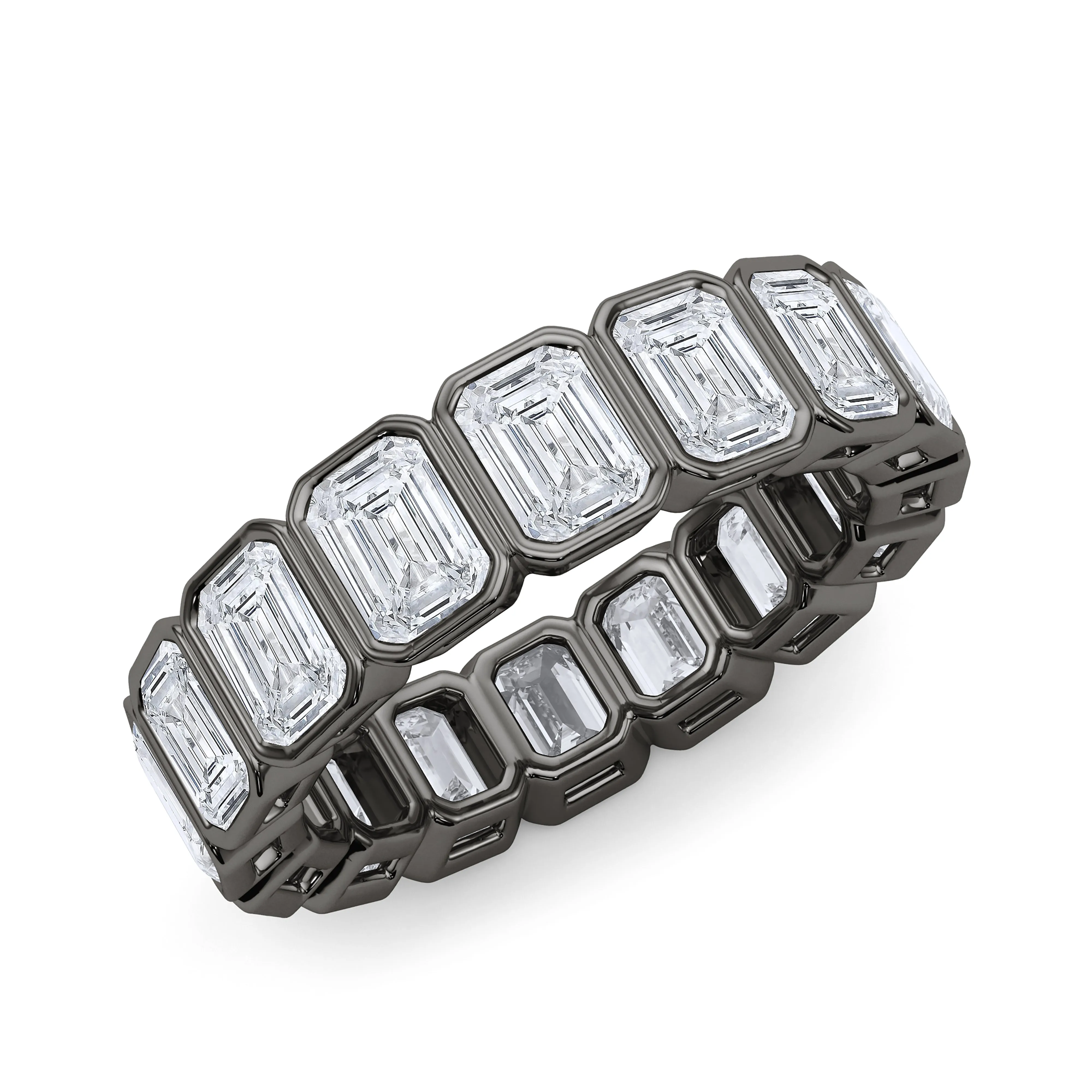 Emerald Cut Bezel Diamond Eternity Band
