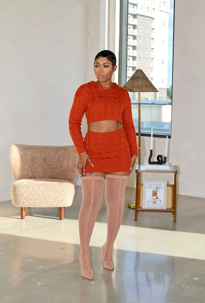 Feel The Chill Skirt Set (Rust)
