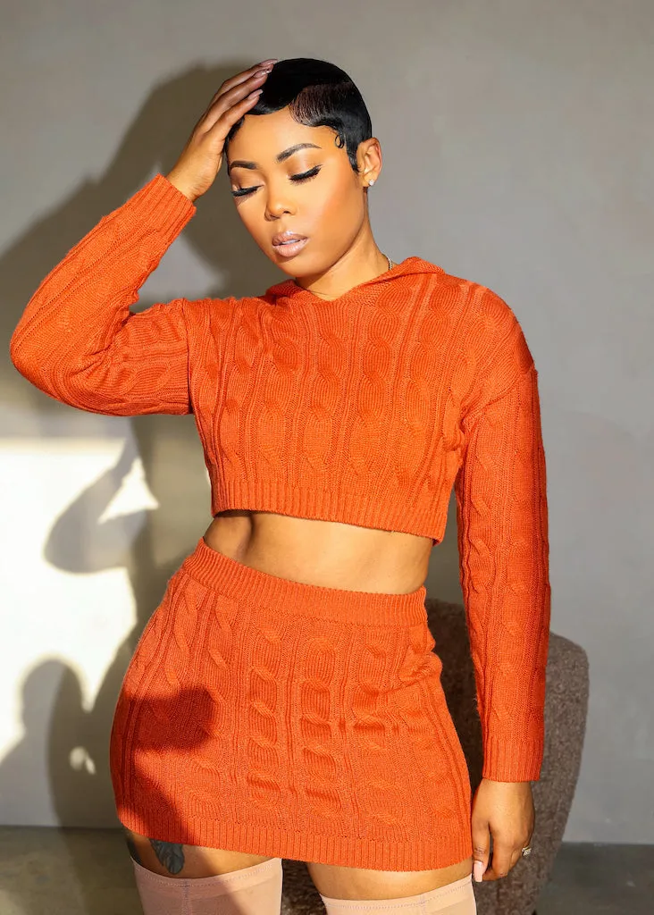 Feel The Chill Skirt Set (Rust)