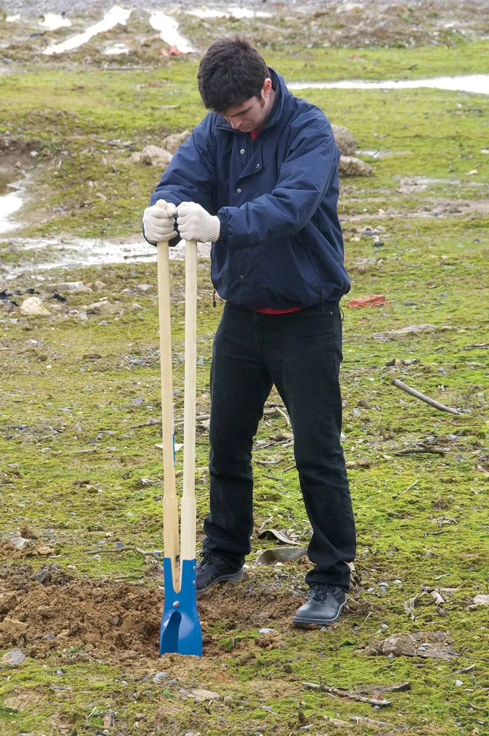 Fence Post Hole Digger Heavy Duty Fencing Spade Wood Handles