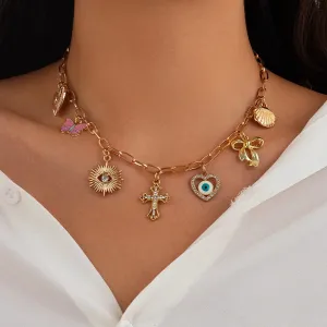Flower Strawberry Bowknot Starfish Enamel Clavicle Chain Necklace