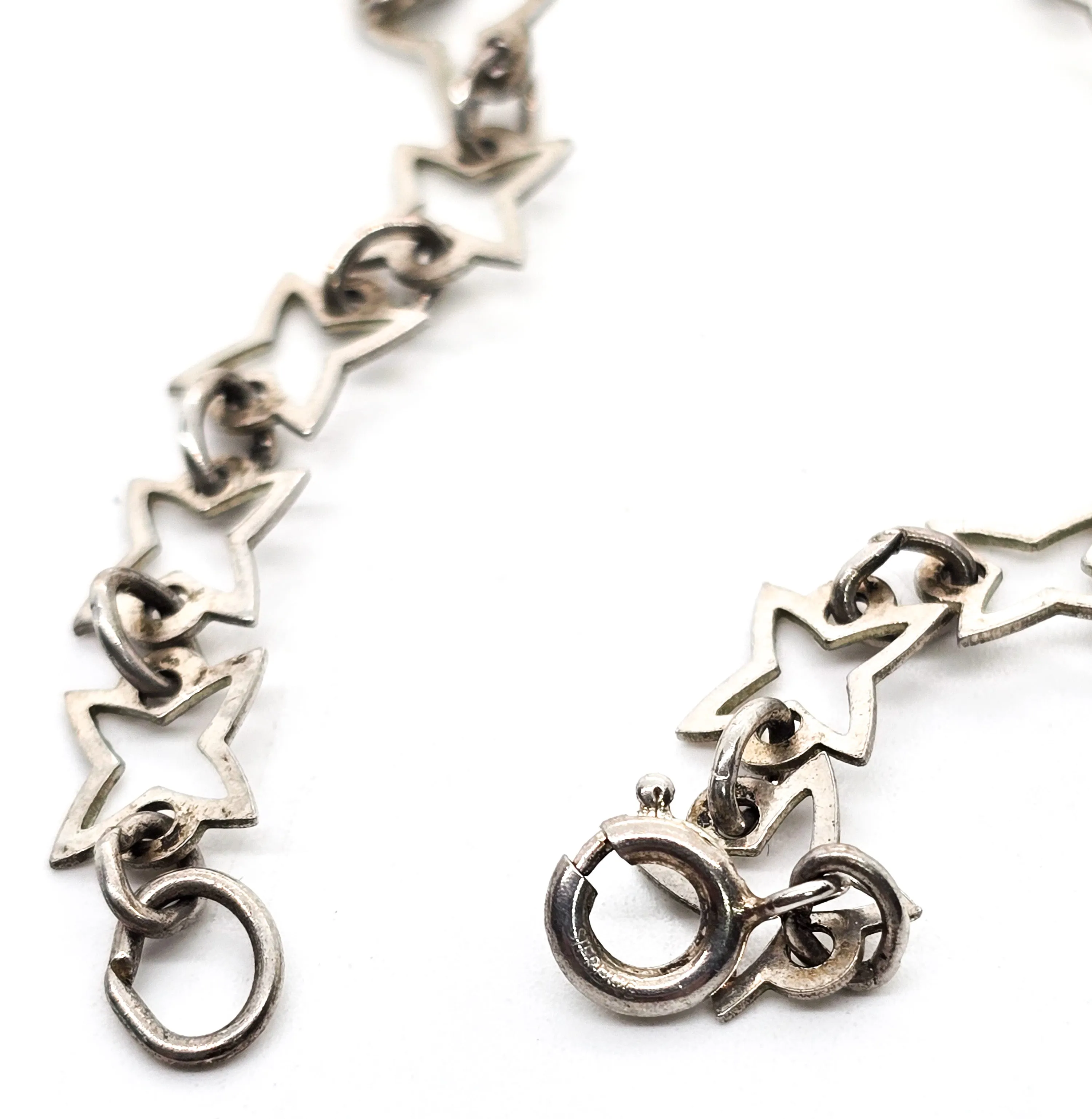 Four pointed star truth, hope and spirit vintage sterling silver tennis bracelet