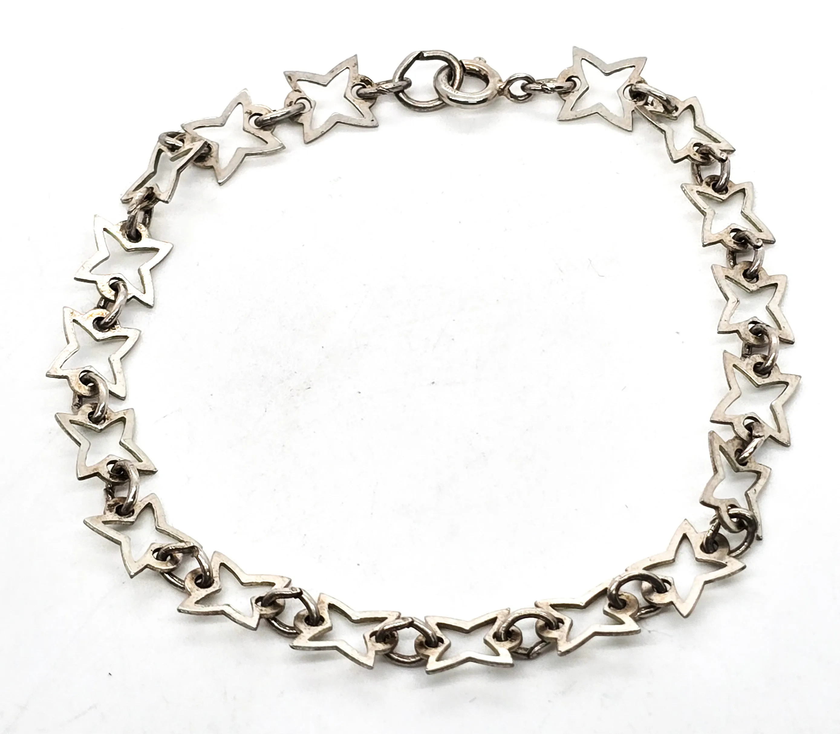 Four pointed star truth, hope and spirit vintage sterling silver tennis bracelet