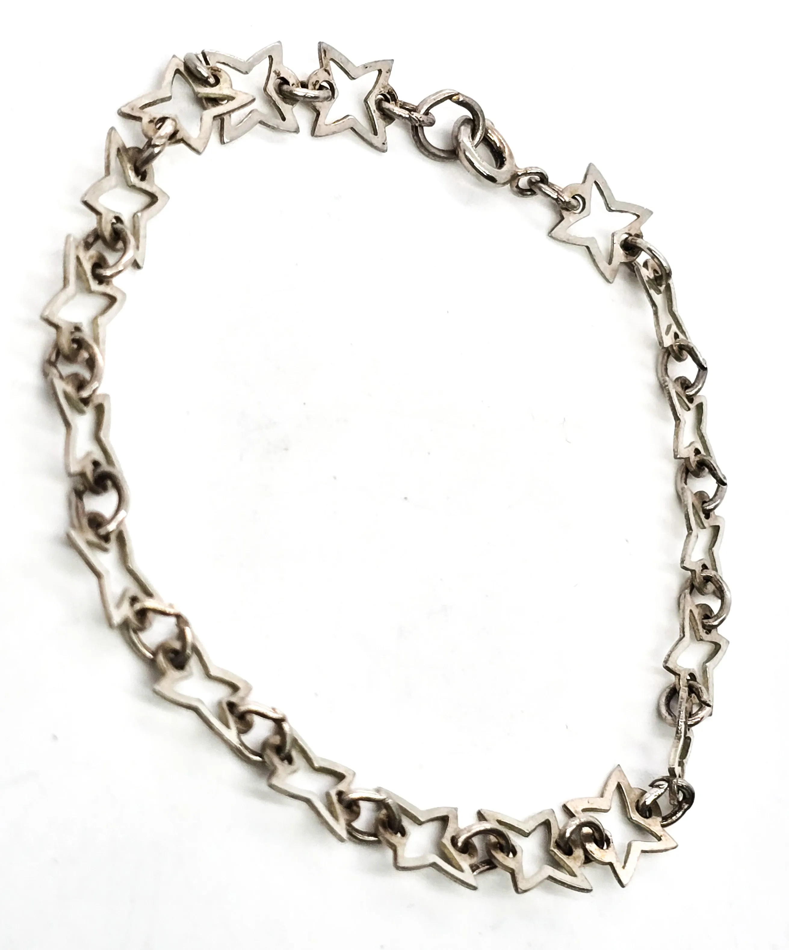 Four pointed star truth, hope and spirit vintage sterling silver tennis bracelet