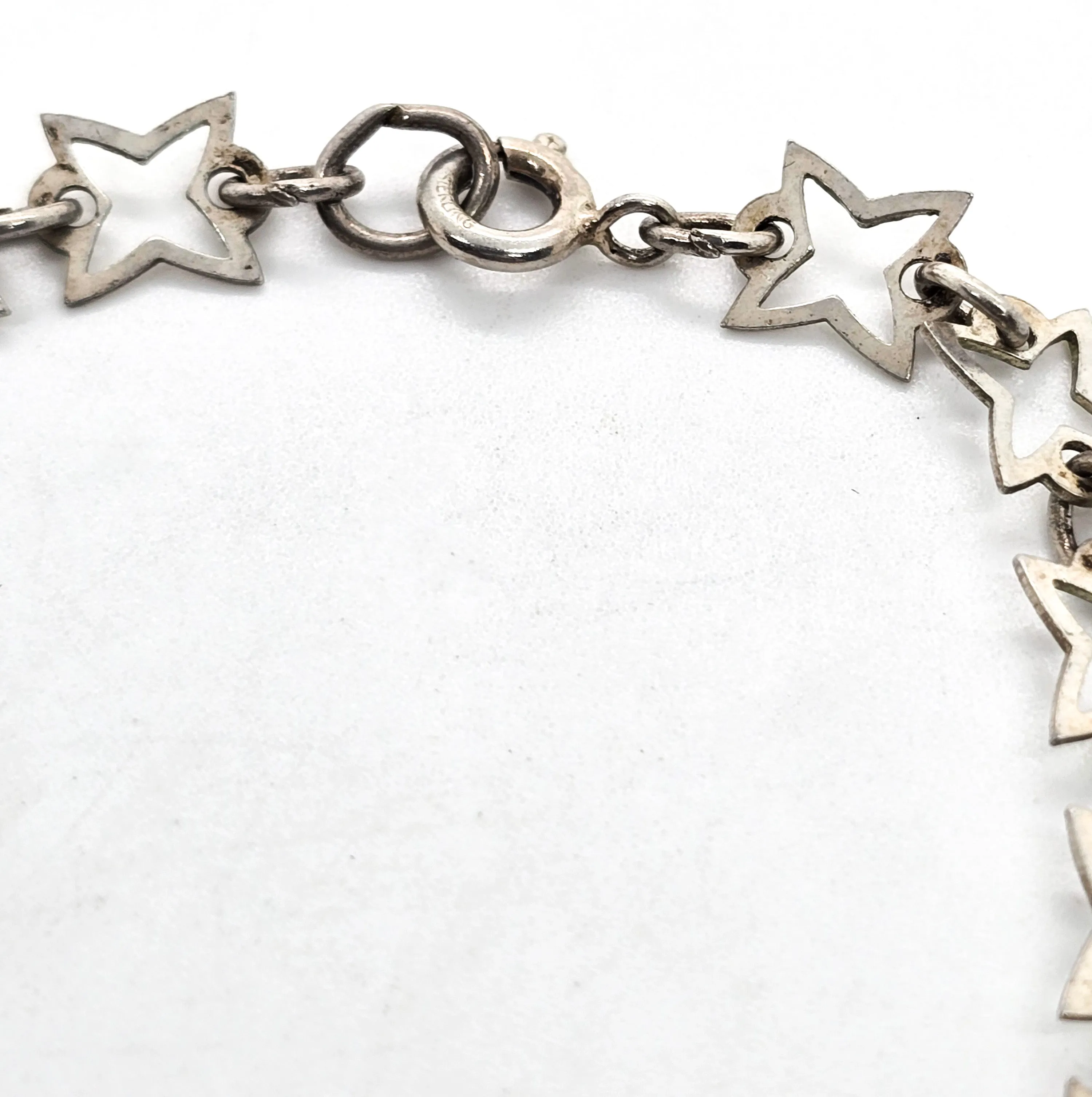 Four pointed star truth, hope and spirit vintage sterling silver tennis bracelet