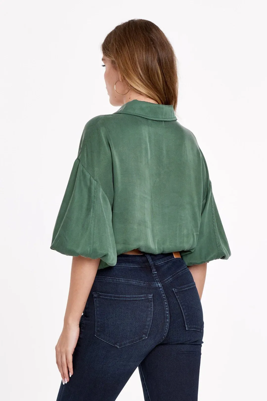 Frosted Green Puff Sleeve Zariah Shirt