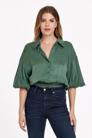 Frosted Green Puff Sleeve Zariah Shirt
