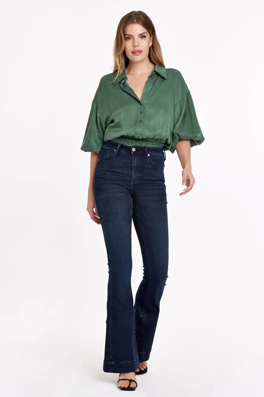 Frosted Green Puff Sleeve Zariah Shirt