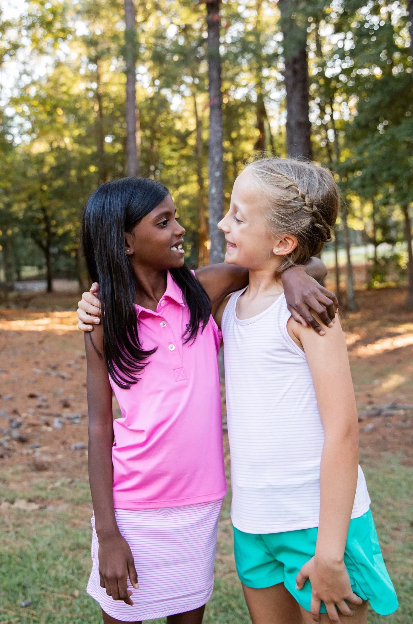 Girls' Race HER Back Active Tank Top in Pink Lady Stripe