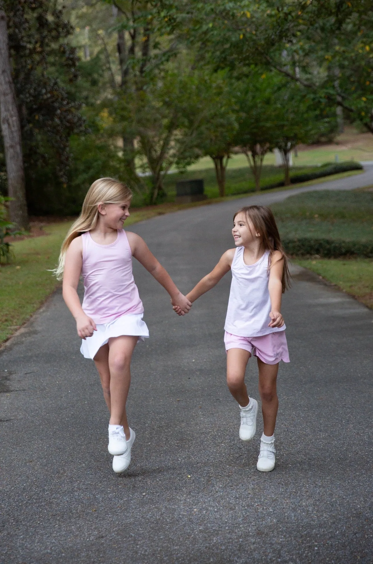 Girls' Race HER Back Active Tank Top in Pink Lady Stripe