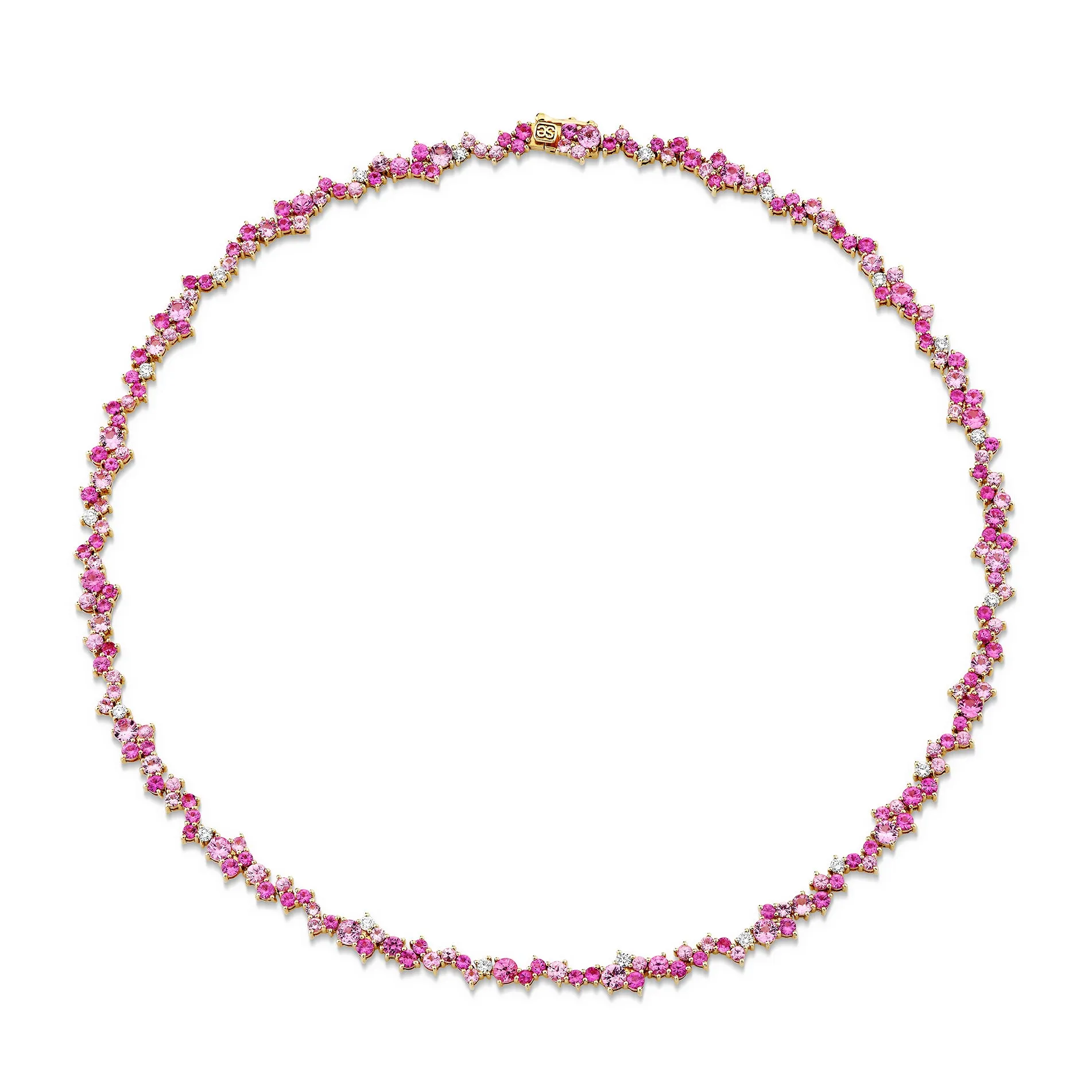 Gold & Diamond Pink Sapphire Cocktail Eternity Necklace