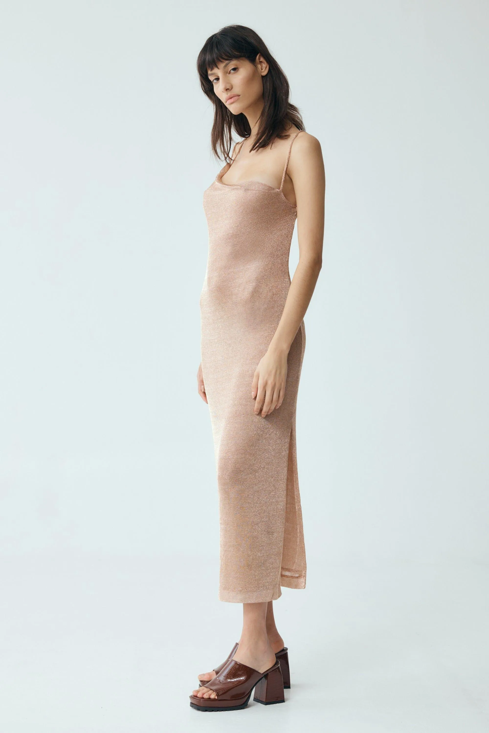 HEAVY METAL KNIT COWL SLIP | ROSE GOLD