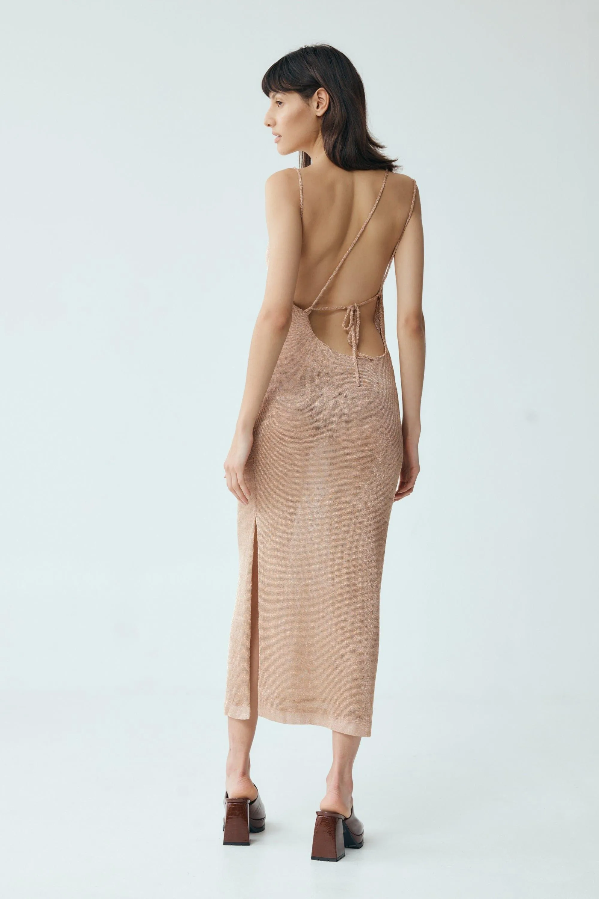 HEAVY METAL KNIT COWL SLIP | ROSE GOLD