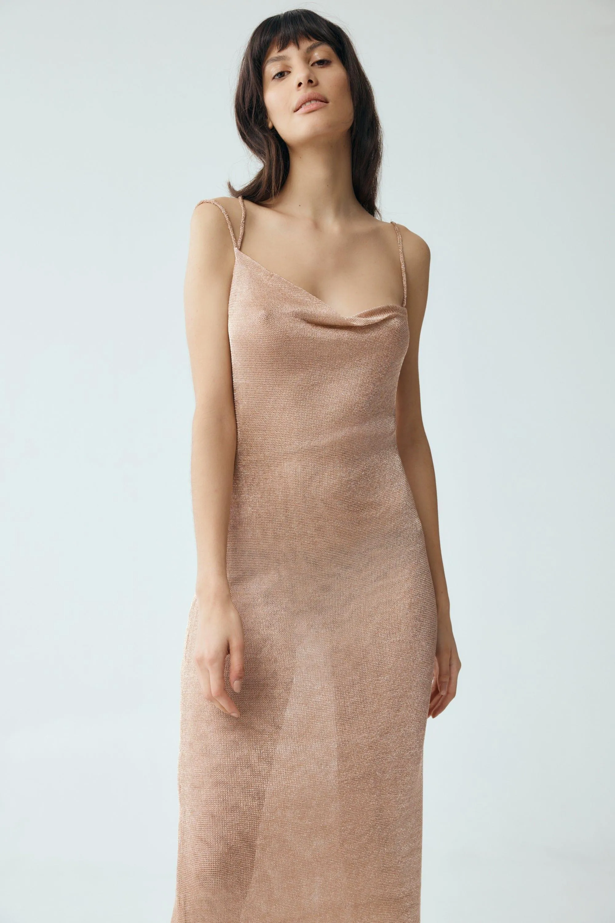 HEAVY METAL KNIT COWL SLIP | ROSE GOLD