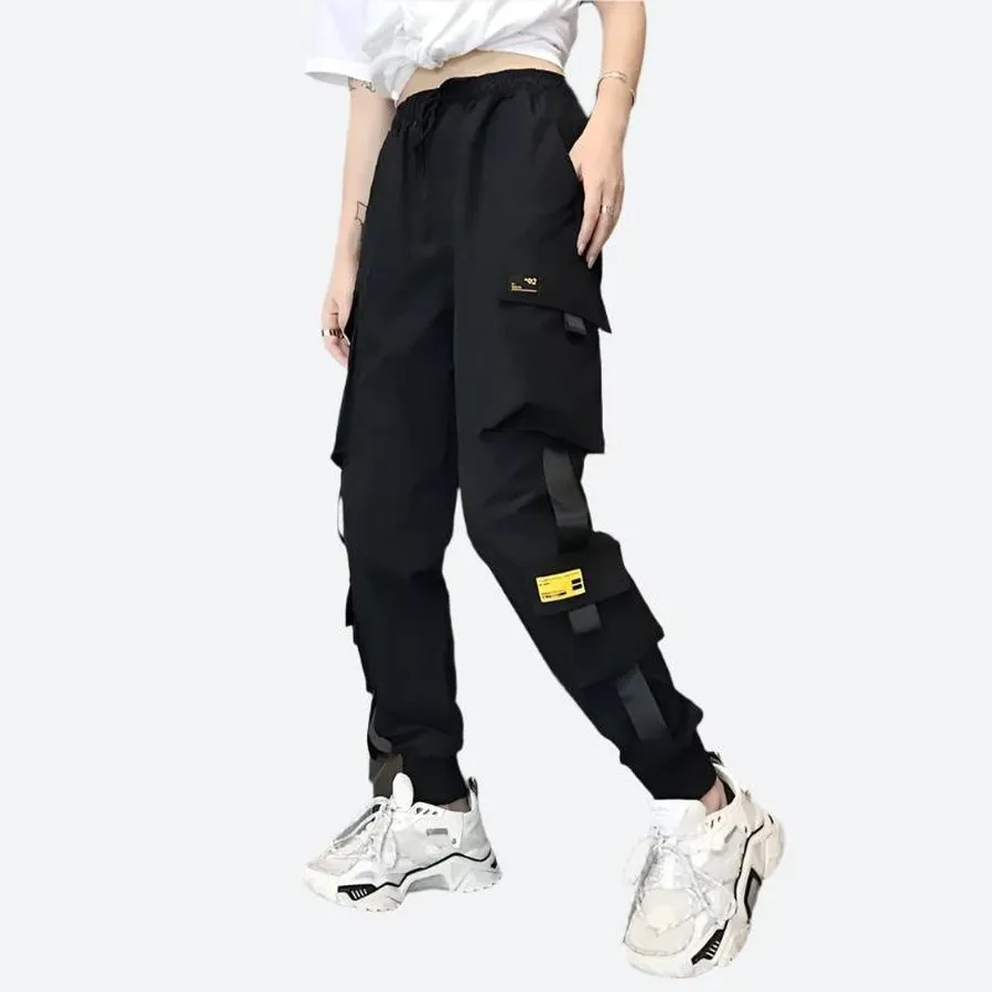 High-Waist Cargo Jogger Trousers with Pockets