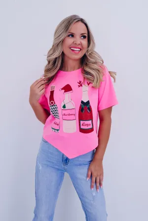 Holiday Cheers Graphic Top - Pink